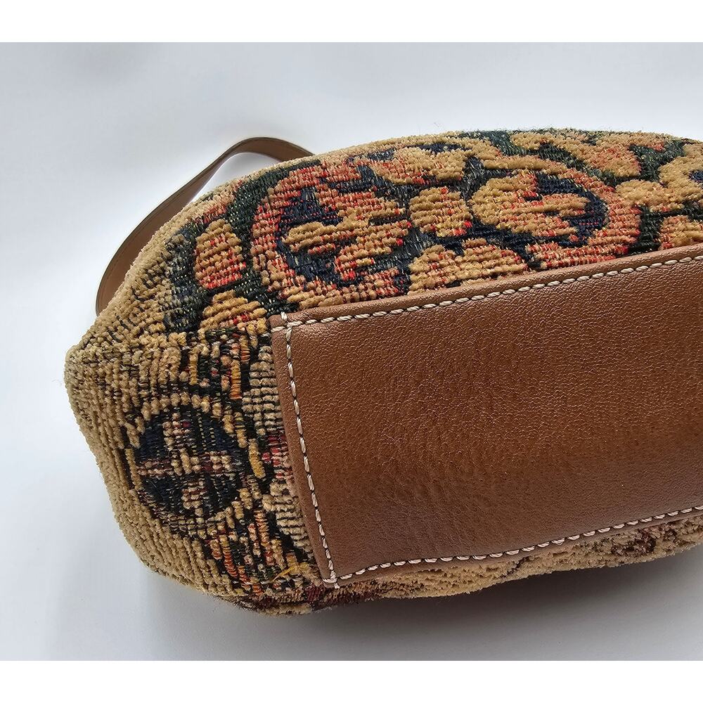 Vtg 90s/Y2K Fossile Tapestry Tan Multi Fabric Shoulder Bag - Picture 5 of 11